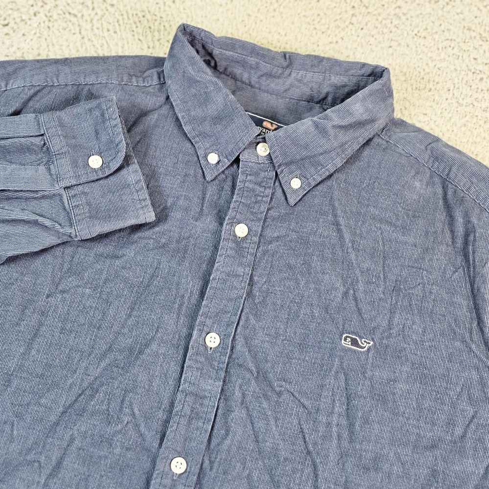 Vineyard Vines Shirt Mens 2XL Blue Corduroy Long Sleeve Button Down Whale Logo